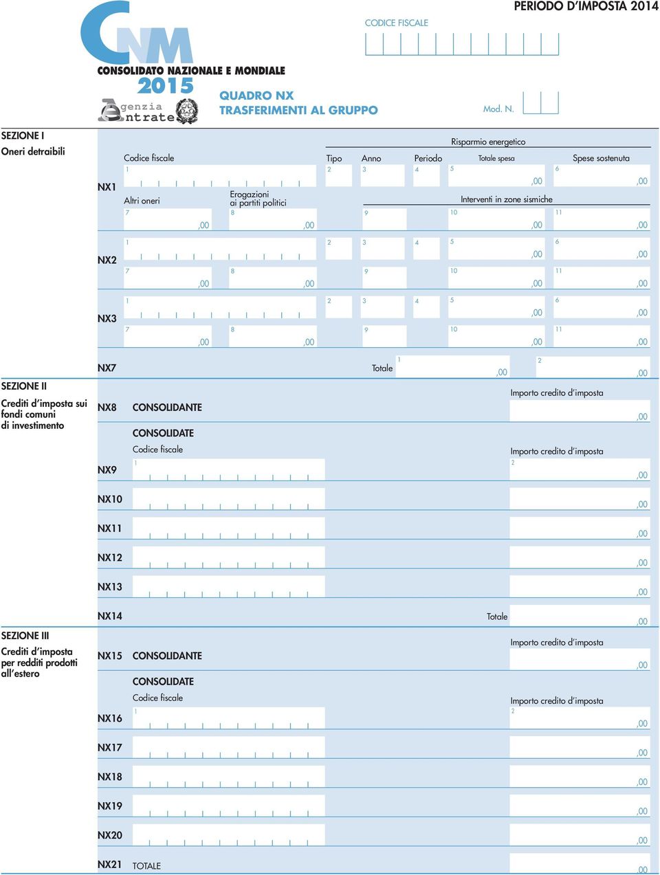 TRASFERIMENTI AL GRUPPO Mod. N.