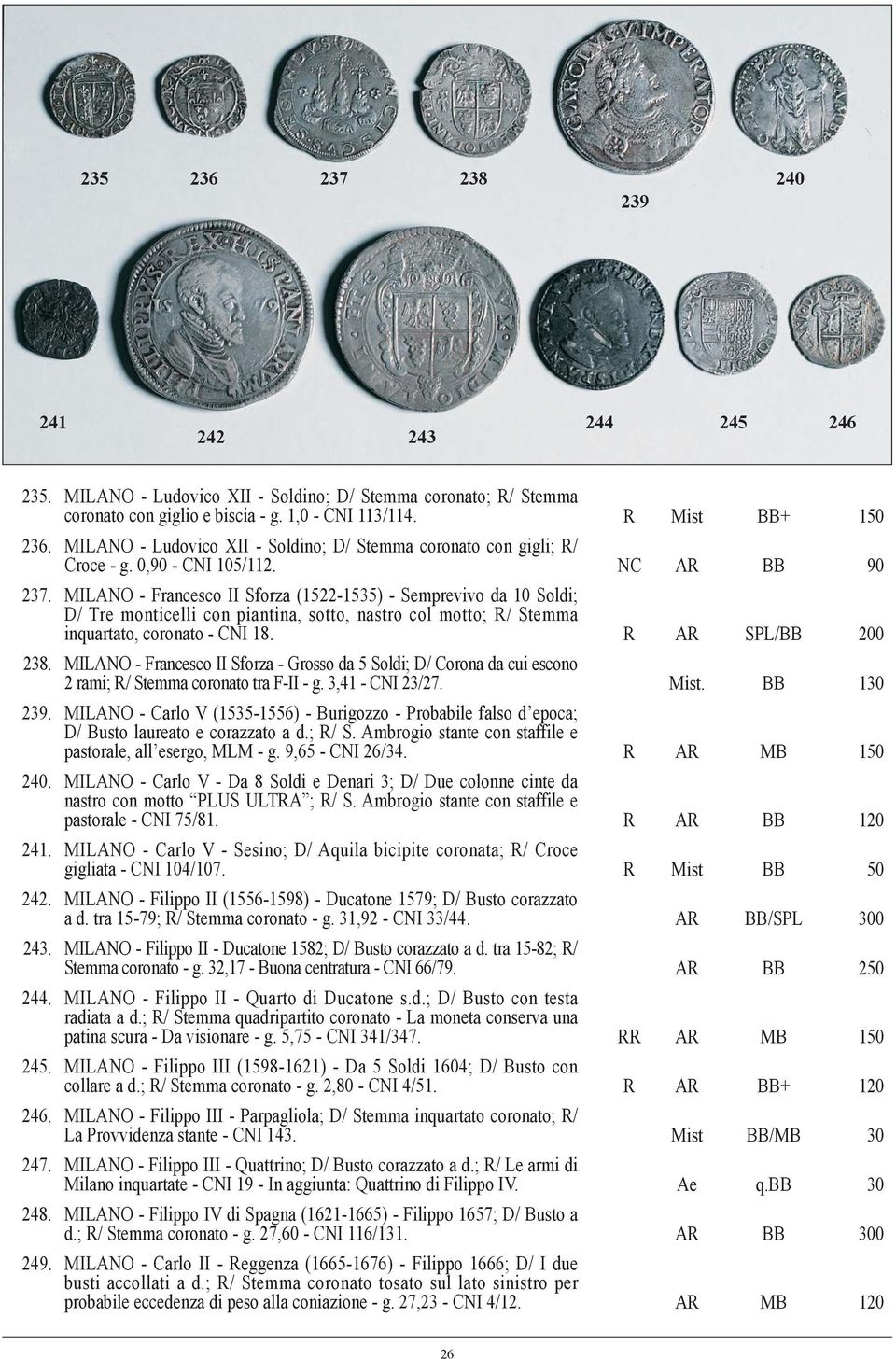 MILANO - Francesco II Sforza (1522-1535) - Semprevivo da 10 Soldi; D/ Tre monticelli con piantina, sotto, nastro col motto; R/ Stemma inquartato, coronato - CNI 18. R AR SPL/BB 200 238.