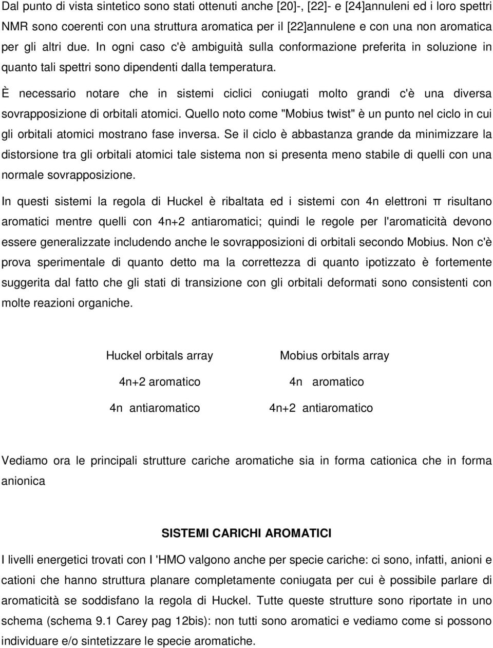 È necessario notare che in sistemi ciclici coniugati molto grandi c'è una diversa sovrapposizione di orbitali atomici.