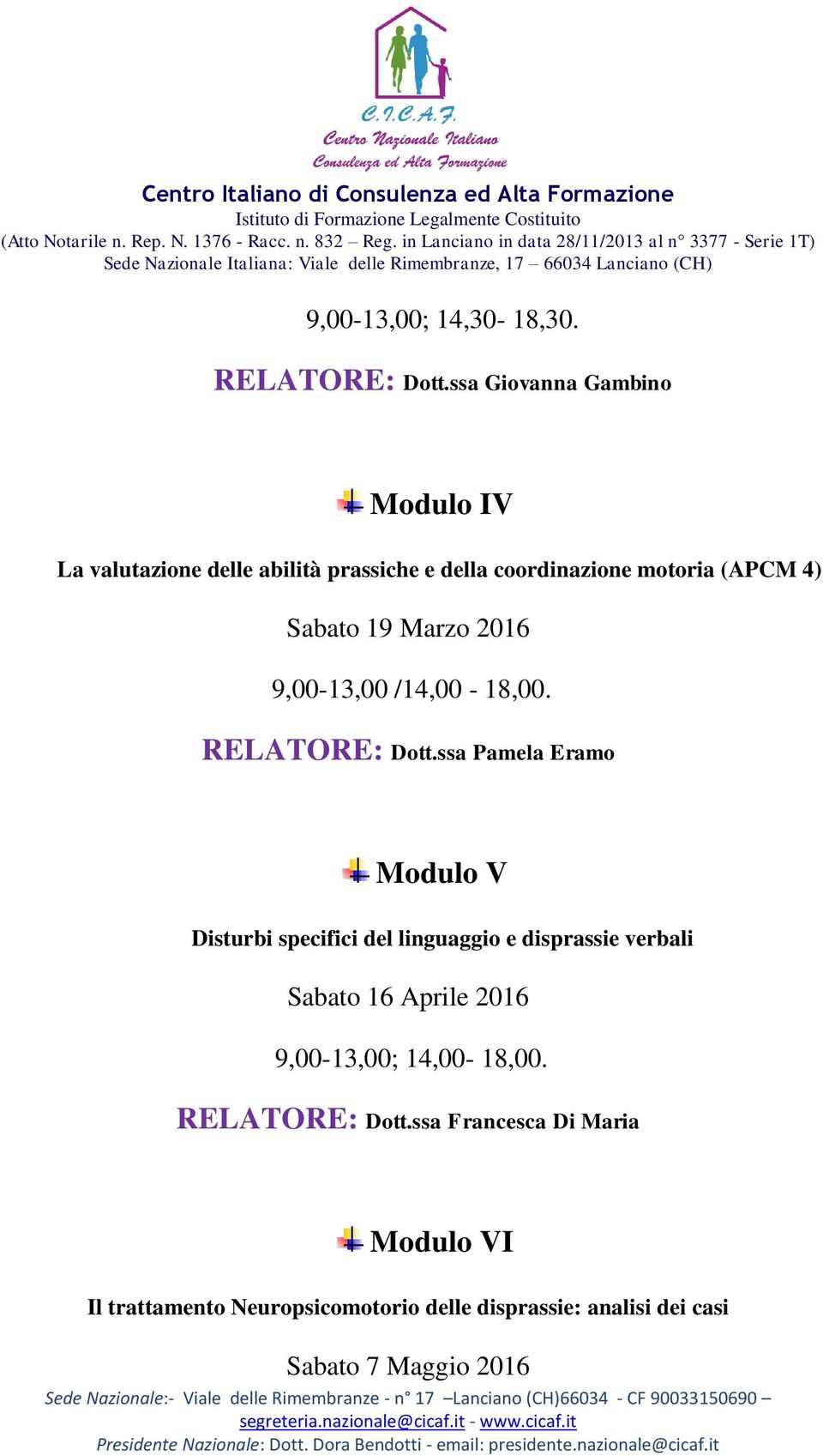 Marzo 2016 9,00-13,00 /14,00-18,00. RELATORE: Dott.