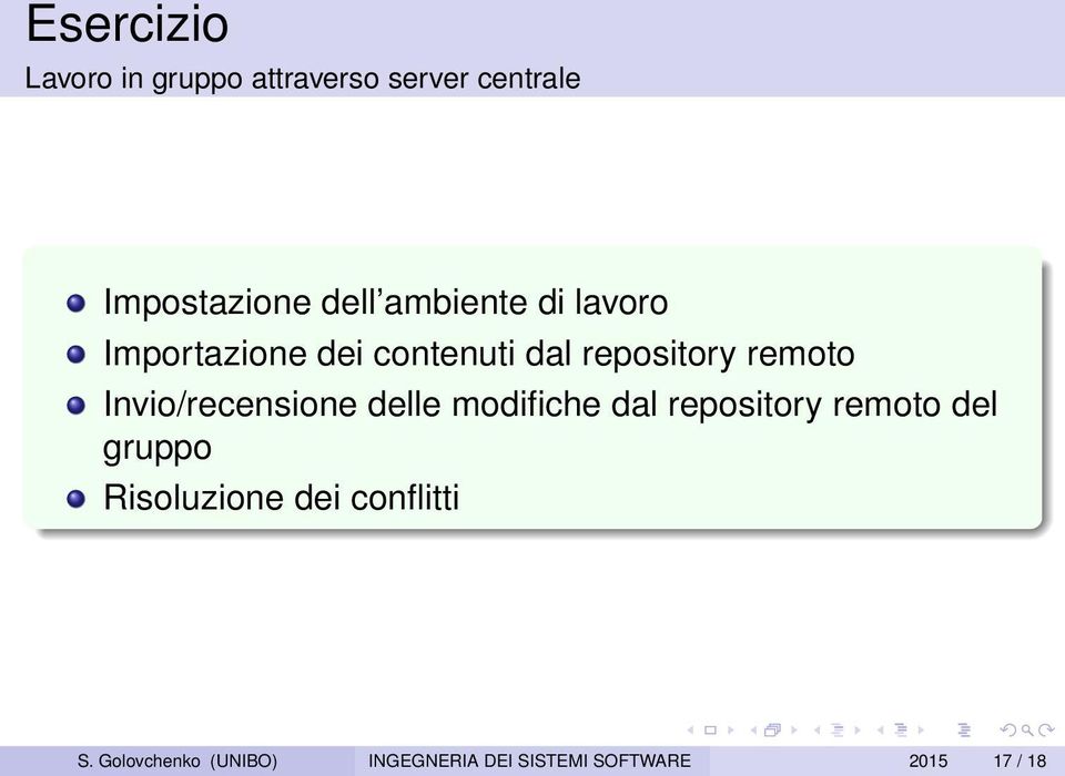 Invio/recensione delle modifiche dal repository remoto del gruppo