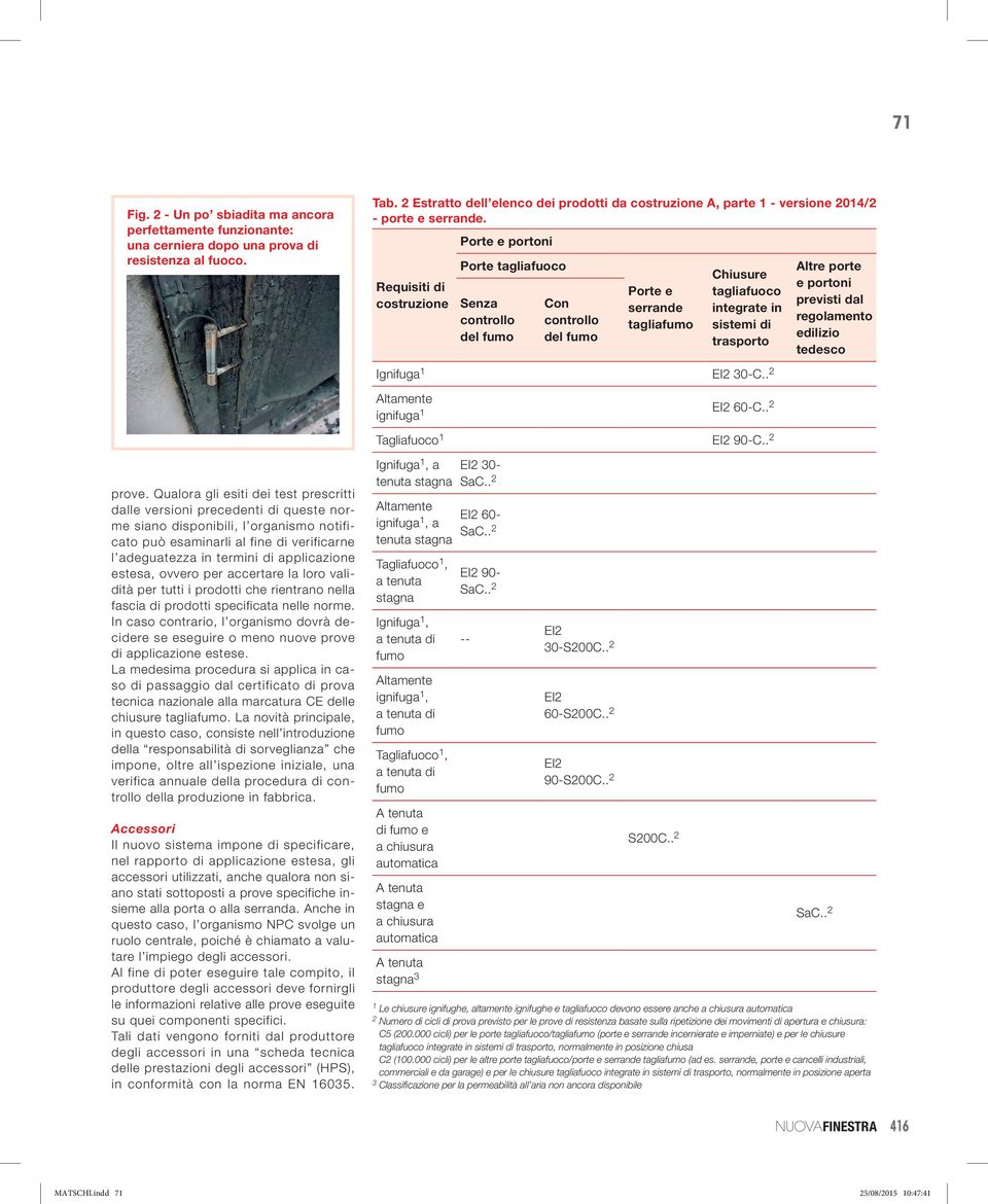 Requisiti di costruzione Porte e portoni Porte tagliafuoco Senza controllo del Con controllo del Porte e serrande taglia Chiusure tagliafuoco integrate in sistemi di trasporto Ignifuga 1 -C.