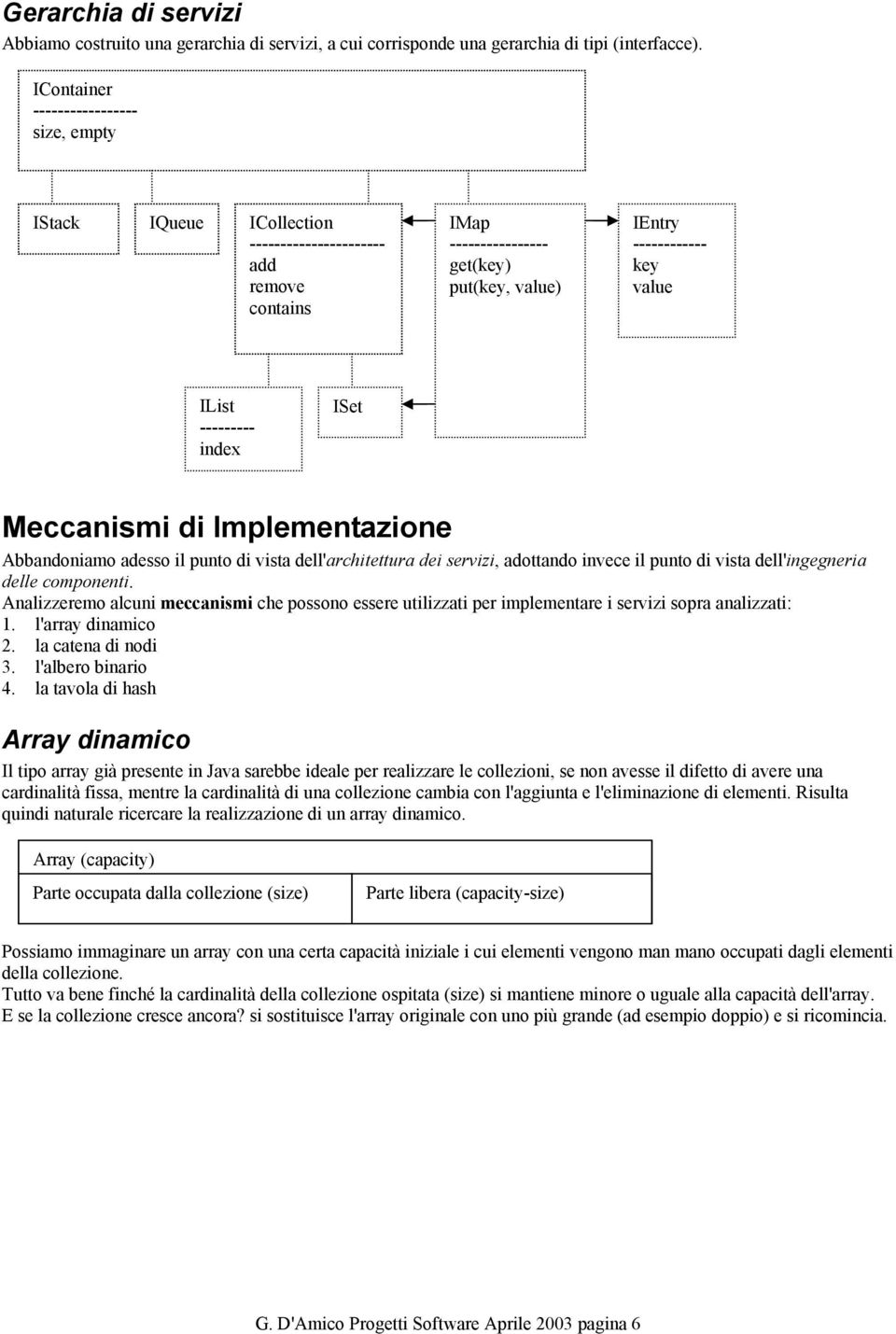 --------- index ISet Meccanismi di Implementazione Abbandoniamo adesso il punto di vista dell'architettura dei servizi, adottando invece il punto di vista dell'ingegneria delle componenti.