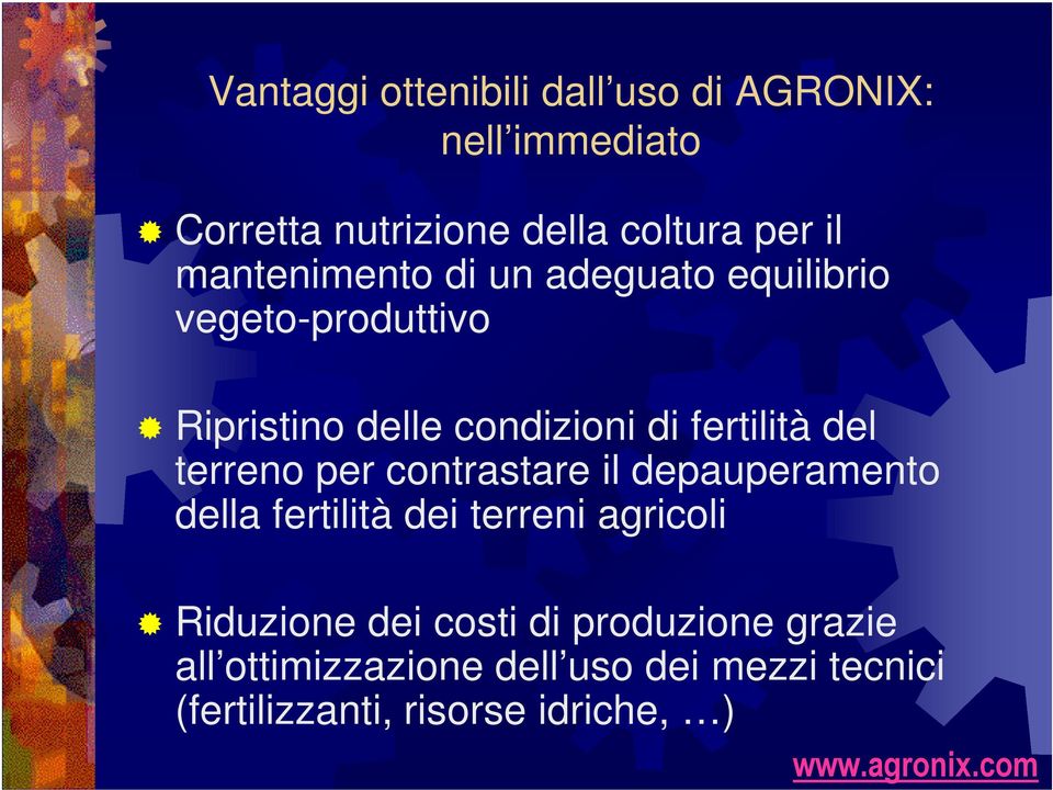 terreno per contrastare il depauperamento della fertilità dei terreni agricoli Riduzione dei costi di