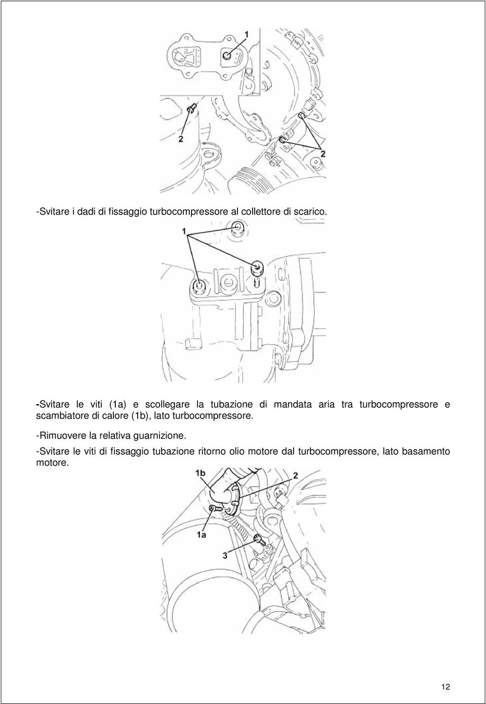 scambiatore di calore (1b), lato turbocompressore. -Rimuovere la relativa guarnizione.