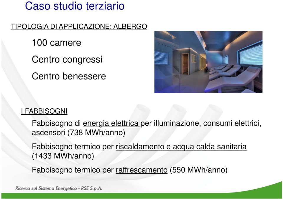 consumi elettrici, ascensori (738 MWh/anno) Fabbisogno termico per riscaldamento e