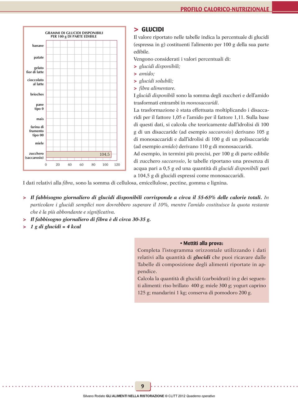 patate Vengono considerati i valori percentuali di: gelato > glucidi disponibili; fior di latte > amido; cioccolato > glucidi solubili; al latte > fibra alimentare.