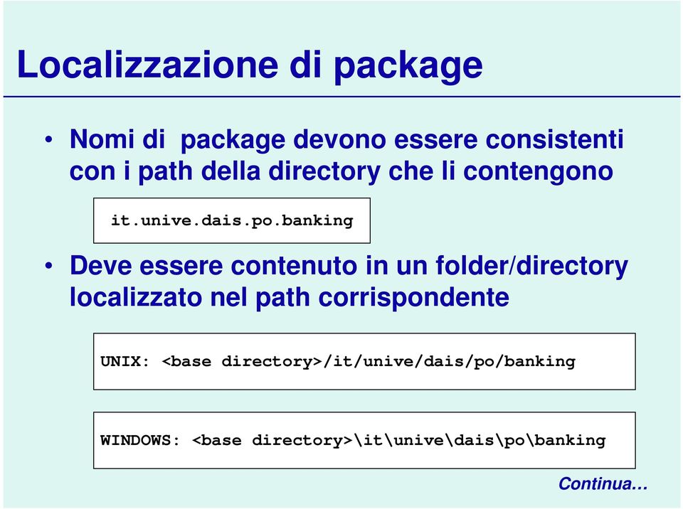 banking Deve essere contenuto in un folder/directory localizzato nel path