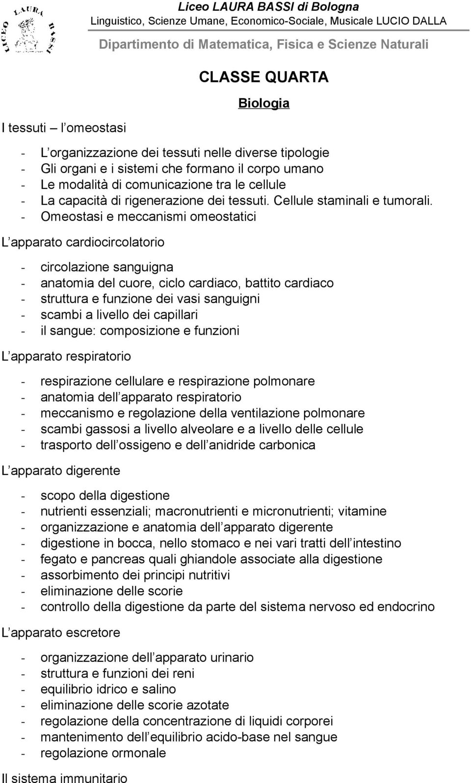 - Omeostasi e meccanismi omeostatici L apparato cardiocircolatorio - circolazione sanguigna - anatomia del cuore, ciclo cardiaco, battito cardiaco - struttura e funzione dei vasi sanguigni - scambi a