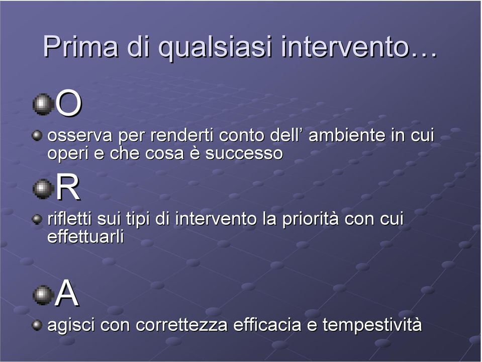 R rifletti sui tipi di intervento la priorità con cui