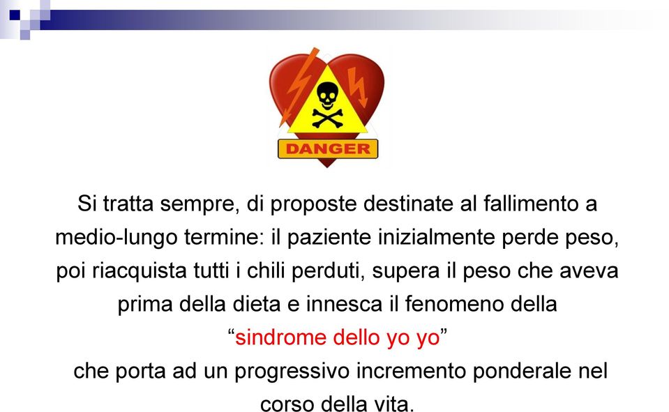 supera il peso che aveva prima della dieta e innesca il fenomeno della