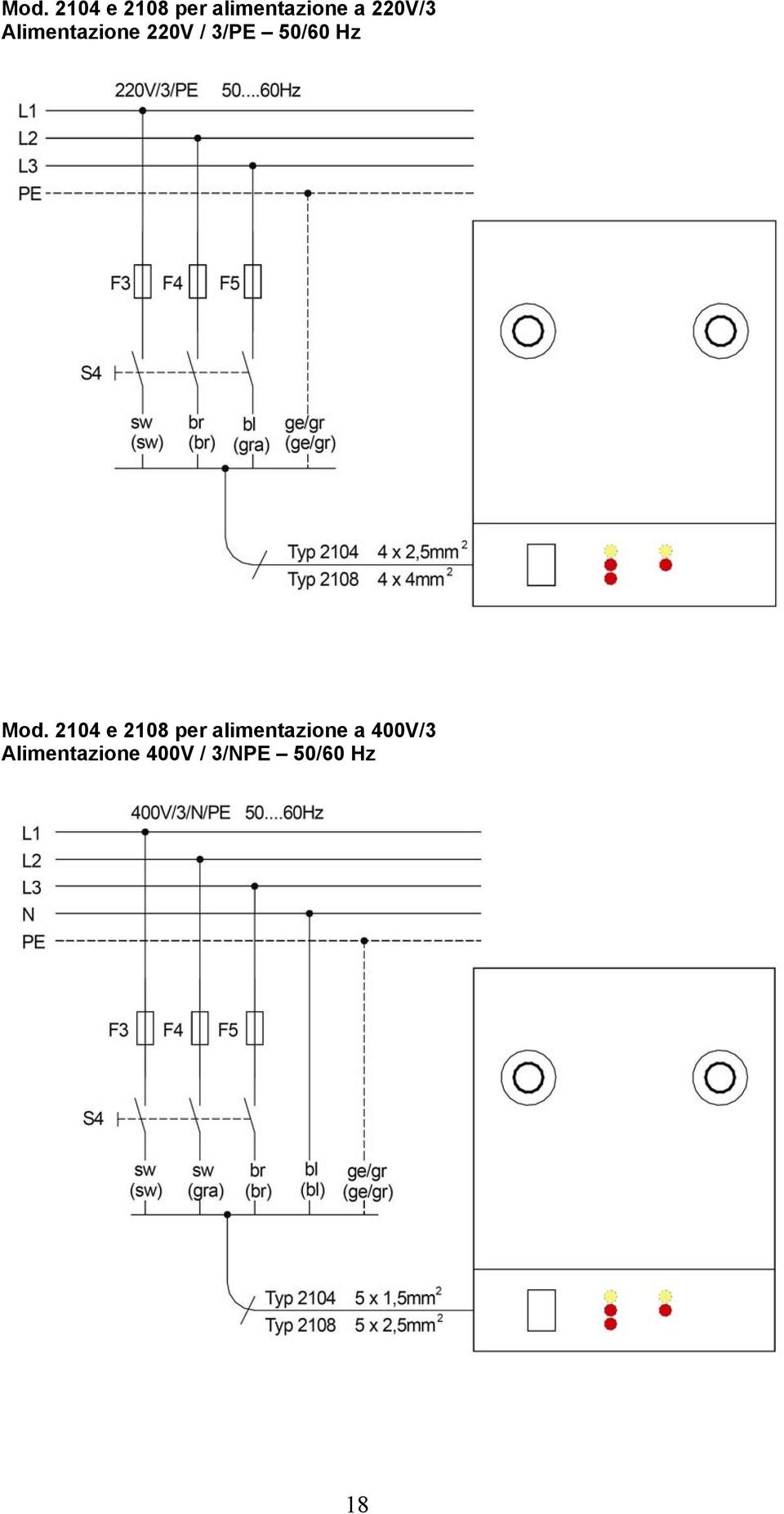 Hz  400V/3 Alimentazione 400V / 3/NPE