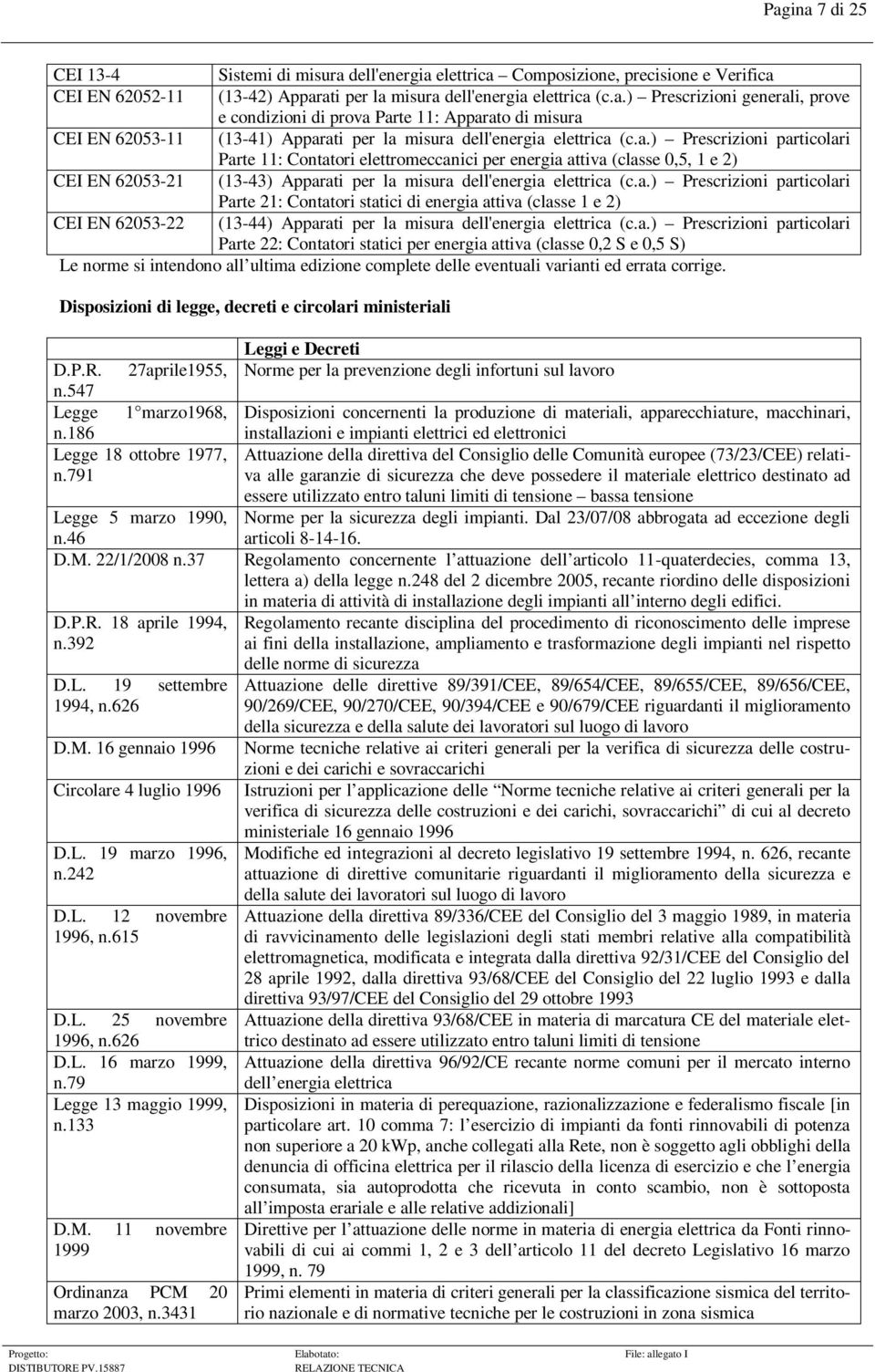 a.) Prescrizioni particolari Parte 22: Contatori statici per energia attiva (classe 0,2 S e 0,5 S) Le norme si intendono all ultima edizione complete delle eventuali varianti ed errata corrige.