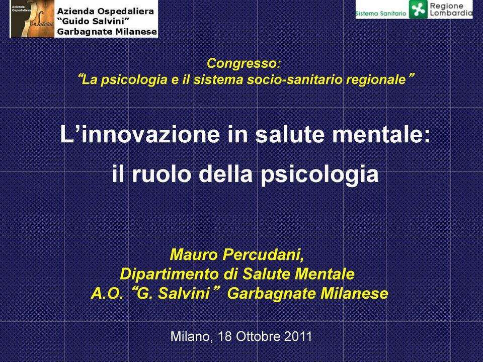 psicologia Mauro Percudani, Dipartimento di Salute