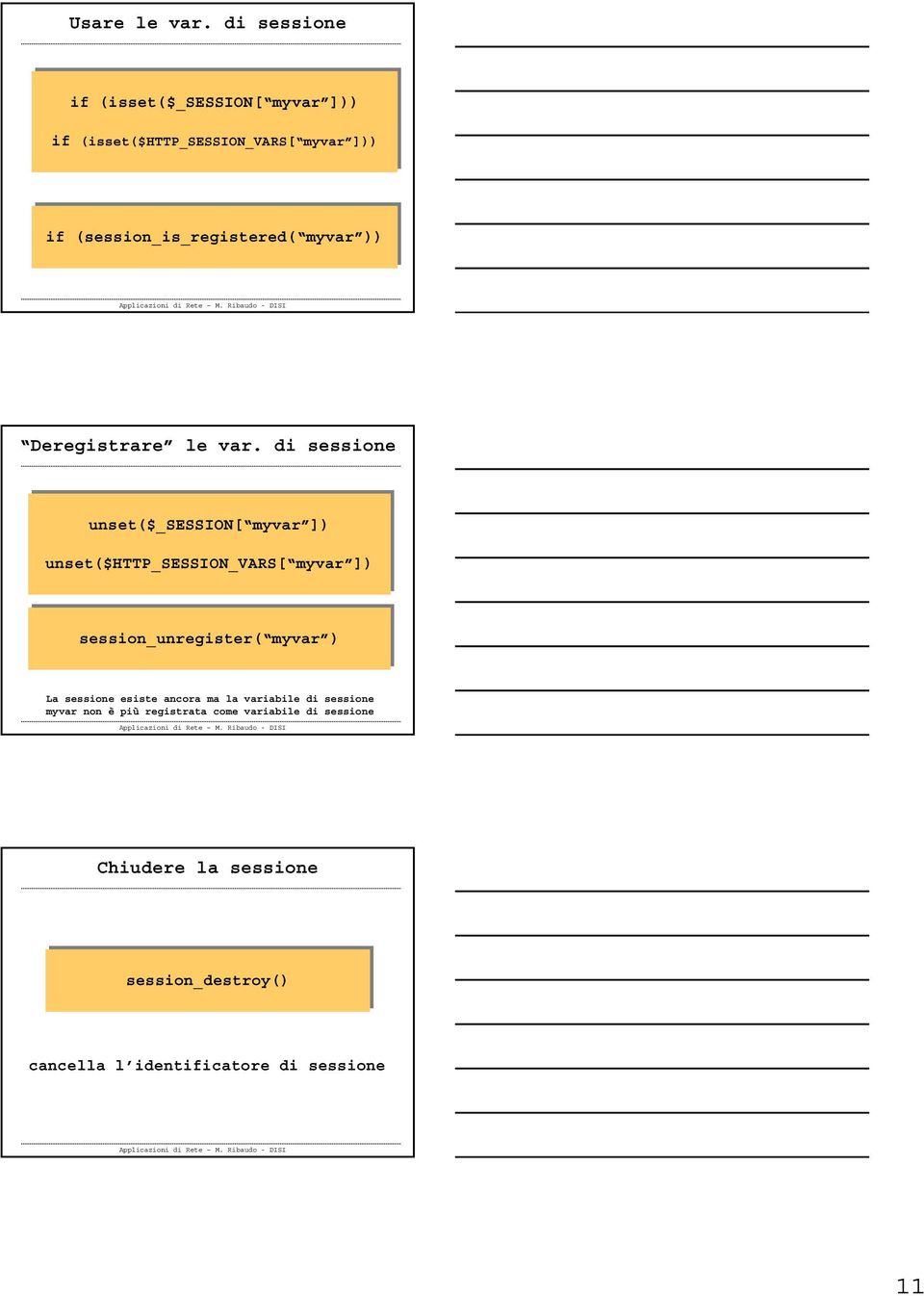 if (session_is_registered( myvar )) Deregistrare le var.