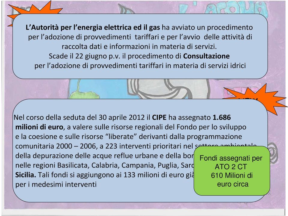 686 milioni di euro, a valere sulle risorse regionali del Fondo per lo sviluppo e la coesione e sulle risorse liberate derivanti dalla programmazione comunitaria 2000 2006, a 223 interventi