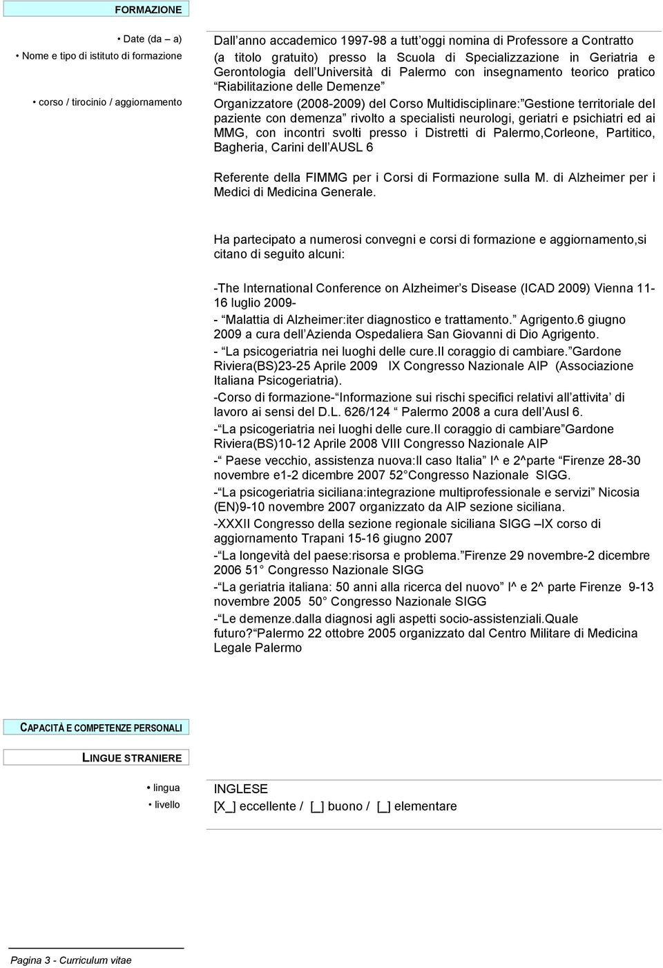 Gestione territoriale del paziente con demenza rivolto a specialisti neurologi, geriatri e psichiatri ed ai MMG, con incontri svolti presso i Distretti di Palermo,Corleone, Partitico, Bagheria,