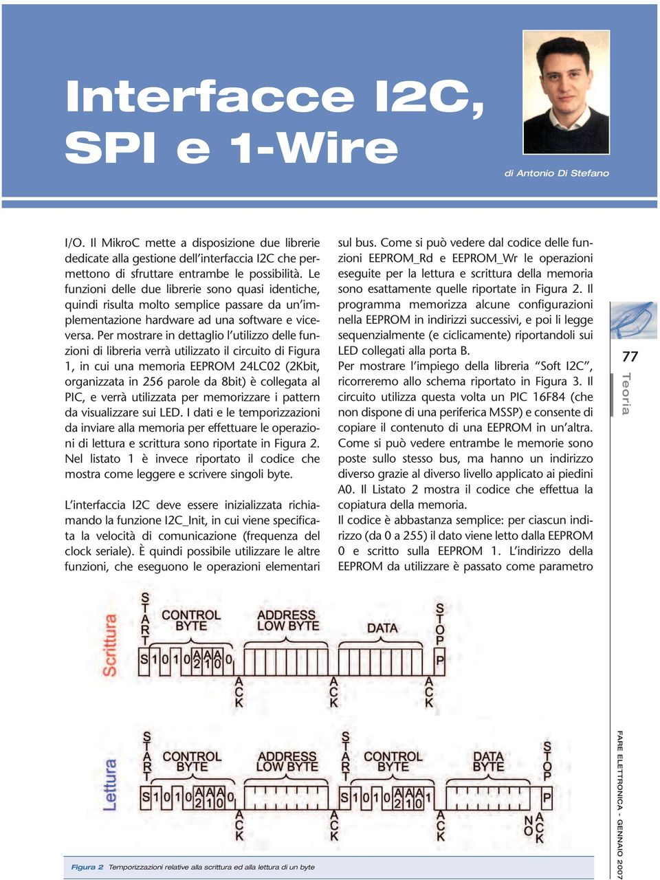 Per mostrare in dettaglio l utilizzo delle funzioni di libreria verrà utilizzato il circuito di Figura 1, in cui una memoria EEPROM 24LC02 (2Kbit, organizzata in 256 parole da 8bit) è collegata al