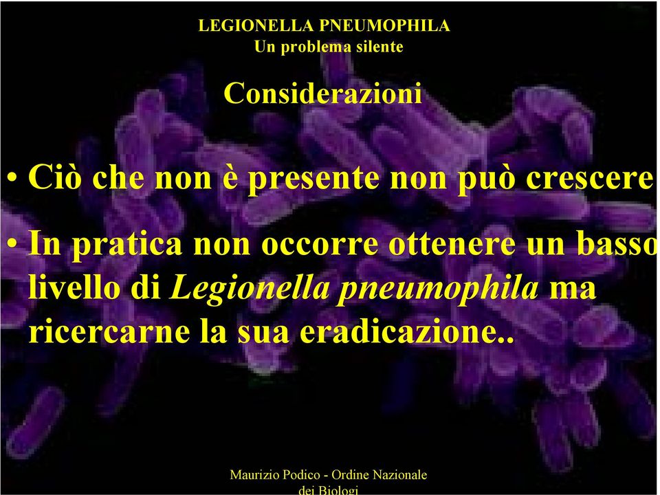 ottenere un basso livello di Legionella