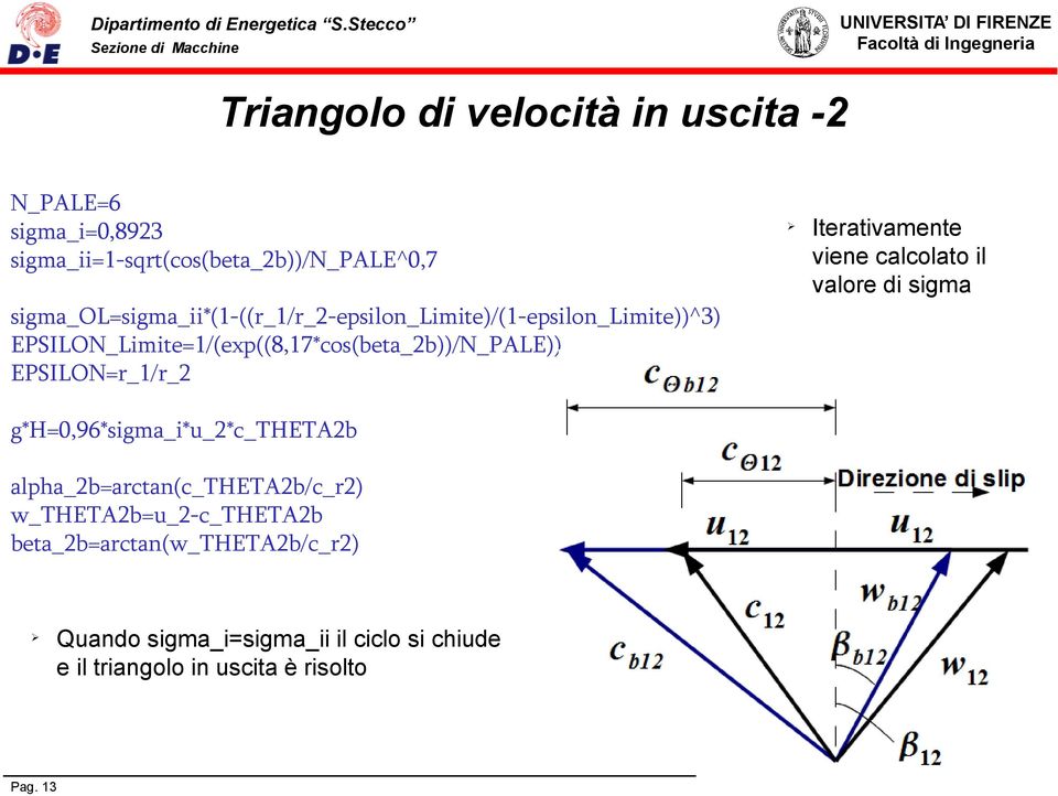 EPSILON=r_1/r_2 g*h=0,96*sigma_i*u_2*c_theta2b alpha_2b=arctan(c_theta2b/c_r2) w_theta2b=u_2-c_theta2b