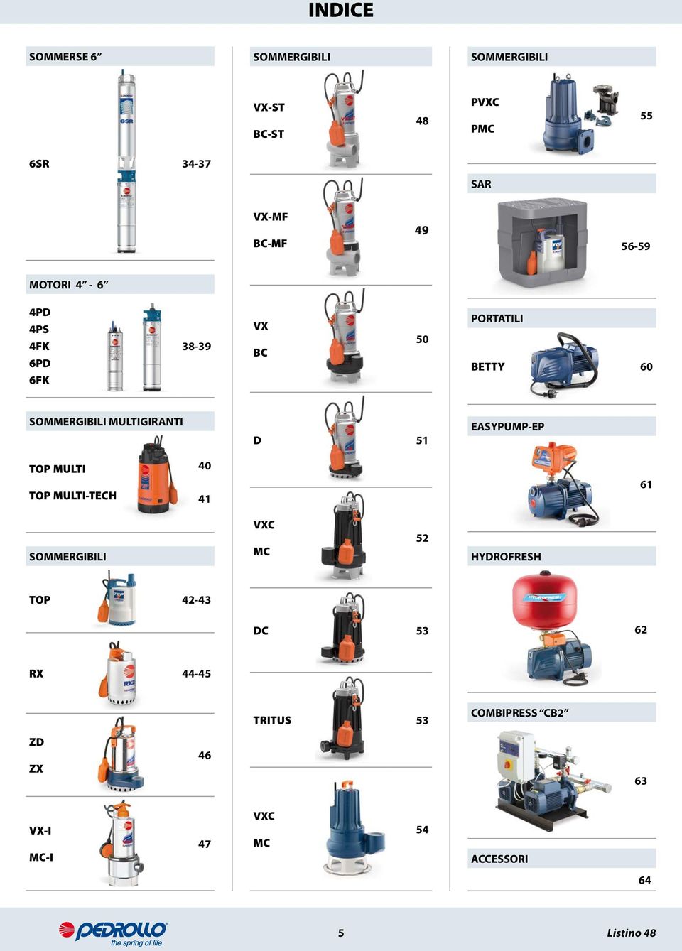 MULTIGIRANTI D 51 EASYPUMP-EP TOP MULTI TOP MULTI-TECH 40 41 61 SOMMERGIBILI VXC MC 52