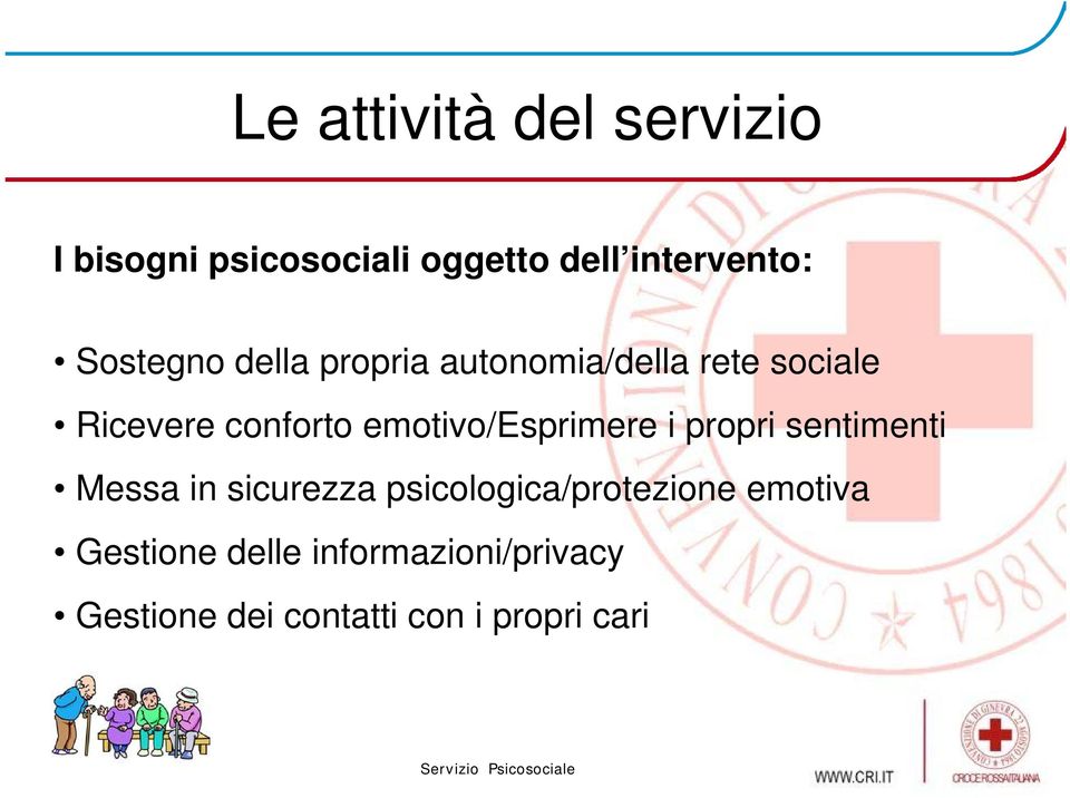 emotivo/esprimere i propri sentimenti Messa in sicurezza