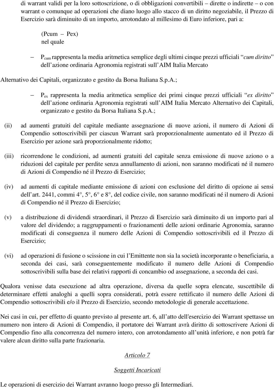 ufficiali cum diritto dell azione ordinaria Ag