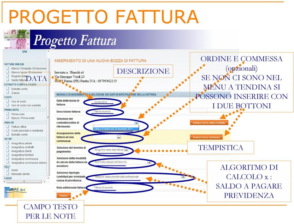 CON I DUE BOTTONI CAMPO TESTO PER LE NOTE