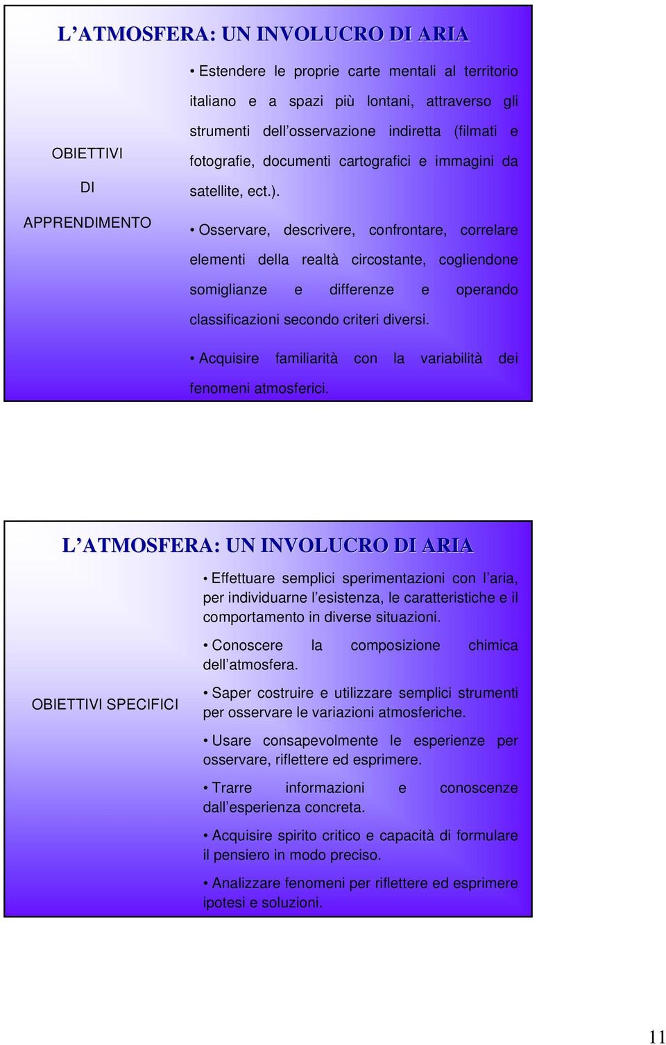 Osservare, descrivere, confrontare, correlare elementi della realtà circostante, cogliendone somiglianze e differenze e operando classificazioni secondo criteri diversi.