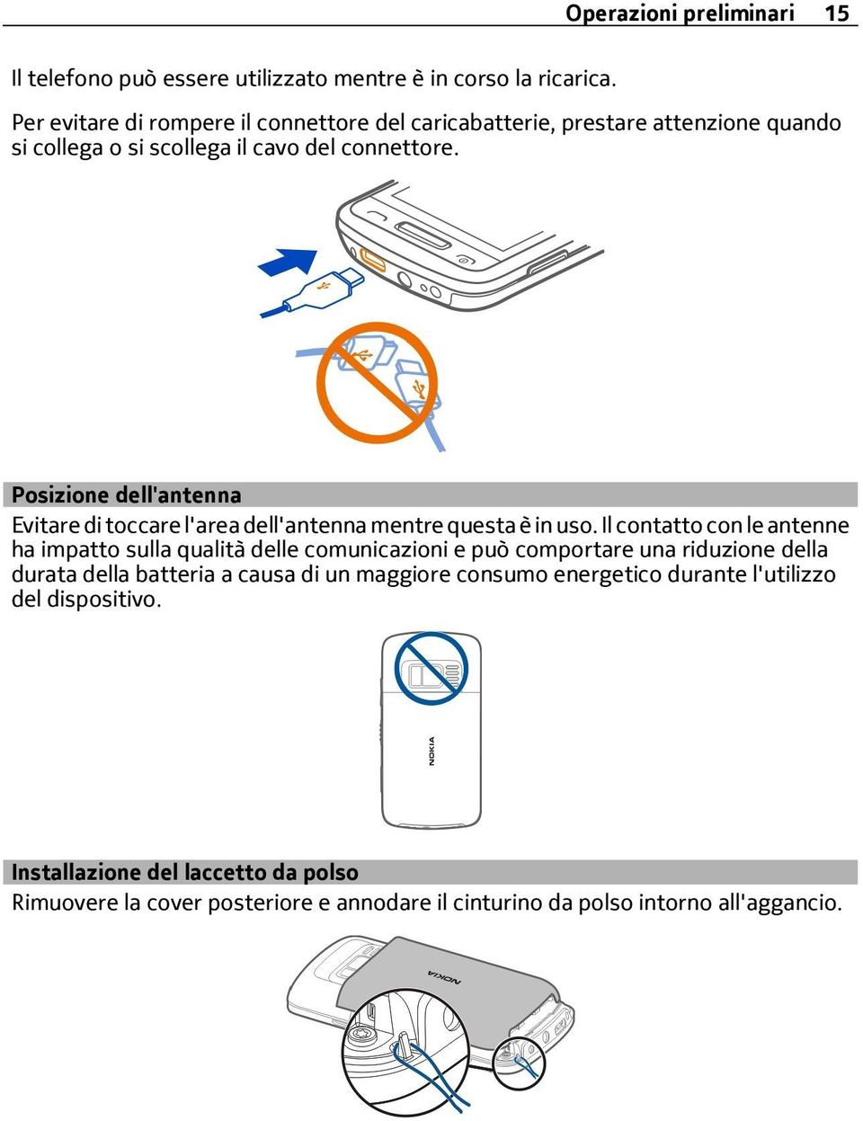 Posizione dell'antenna Evitare di toccare l'area dell'antenna mentre questa è in uso.