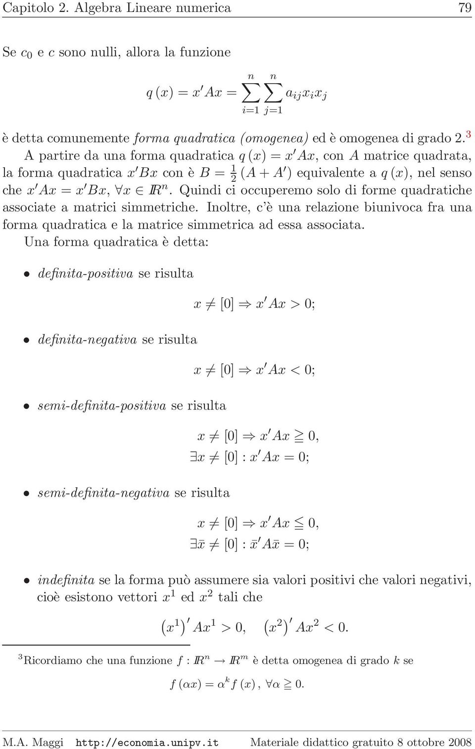Capitolo 2 Algebra Lineare Numerica 79 A Ij X I X J Pdf