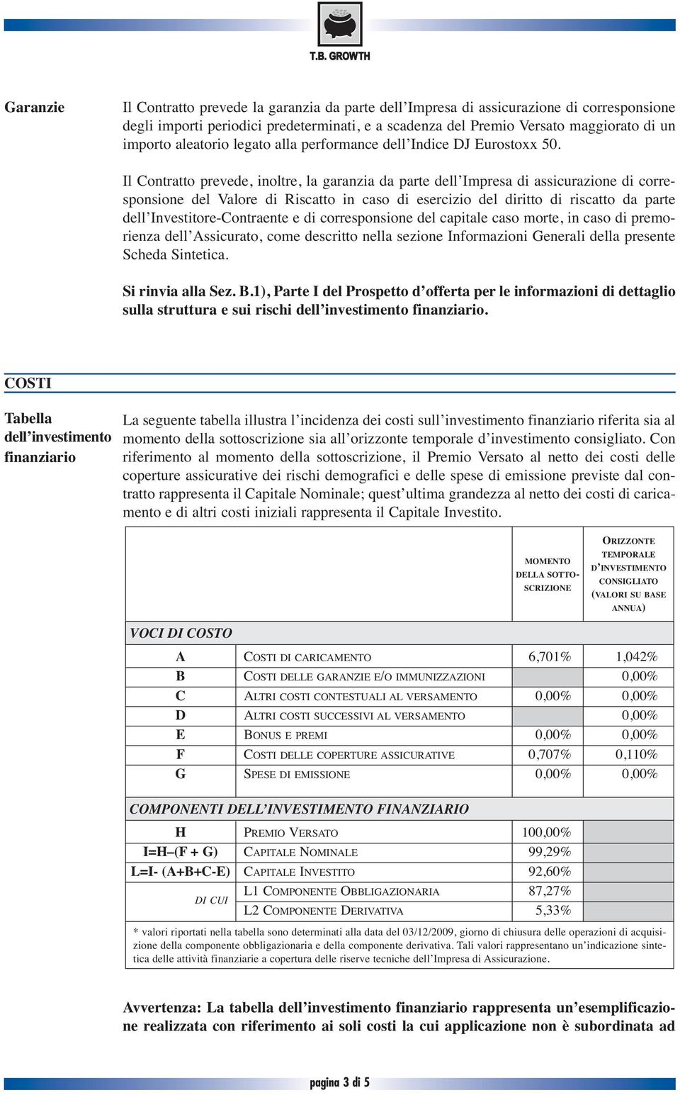 Il Contratto prevede, inoltre, la garanzia da parte dell Impresa di assicurazione di corresponsione del Valore di Riscatto in caso di esercizio del diritto di riscatto da parte dell