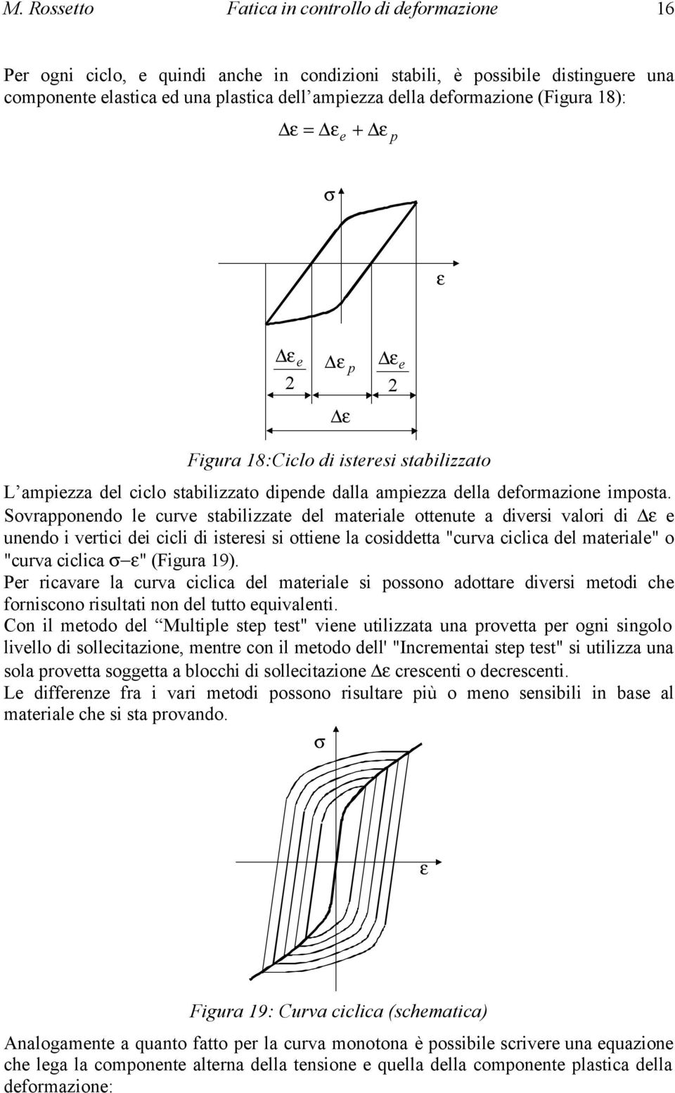 Sovrapponendo le curve stabilizzate del materiale ottenute a diversi valori di e unendo i vertici dei cicli di isteresi si ottiene la cosiddetta "curva ciclica del materiale" o "curva ciclica "