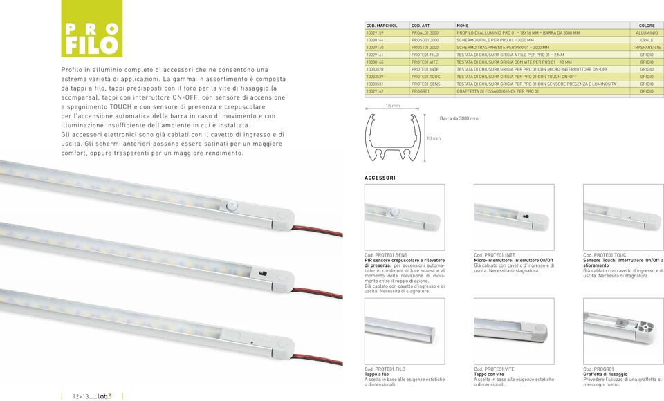 con sensore di presenza e crepuscolare per l accensione automatica della barra in caso di movimento e con illuminazione insufficiente dell ambiente in cui è installata.