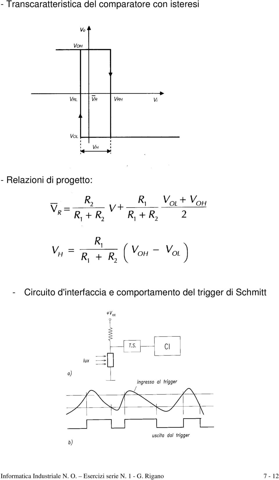 comportamento del trigger di Schmitt Informatica