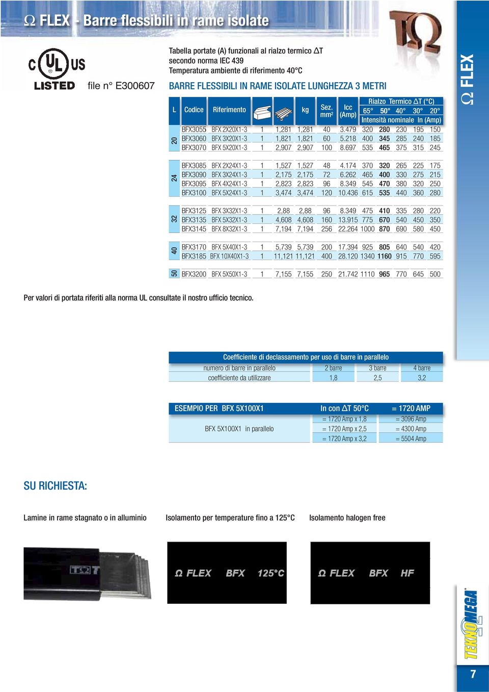 BFX XX3 BFX 3XX3 BFX XX3 BFX XX3 BFX 3XX3 BFX XX3 BFX XX3 BFX 3X3X3 BFX X3X3 BFX X3X3 BFX X0X3 BFX X0X3 BFX XX3 Icc (Amp) Lamine in rame stagnato o in alluminio Isolamento per temperature fino a C