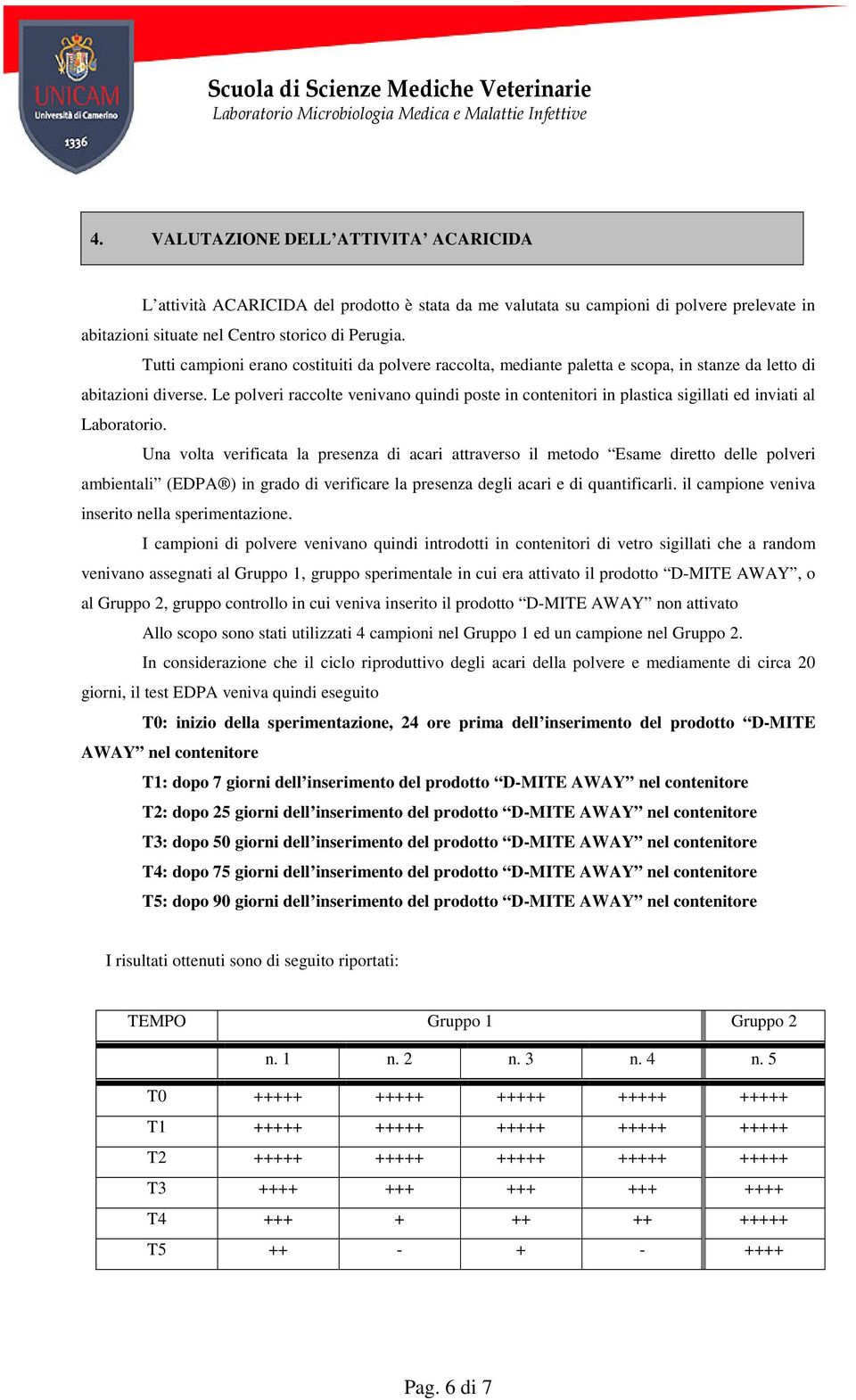 Le polveri raccolte venivano quindi poste in contenitori in plastica sigillati ed inviati al Laboratorio.