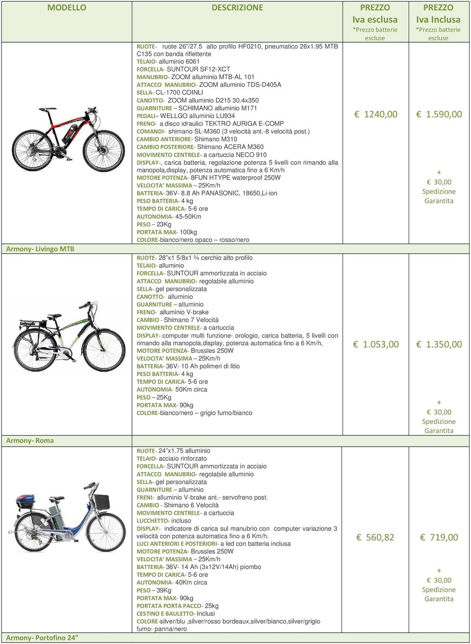 4x350 GUARNITURE SCHIMANO alluminio M171 PEDALI WELLGO alluminio LU934 FRENO- a disco idraulici TEKTRO AURIGA E-COMP COMANDI- shimano SL-M360 (3 velocità ant.-8 velocità post.