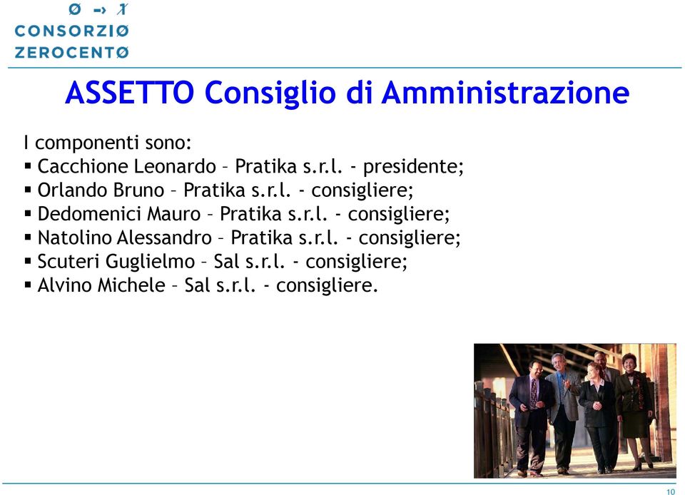 r.l. - consigliere; Natolino Alessandro Pratika s.r.l. - consigliere; Scuteri Guglielmo Sal s.