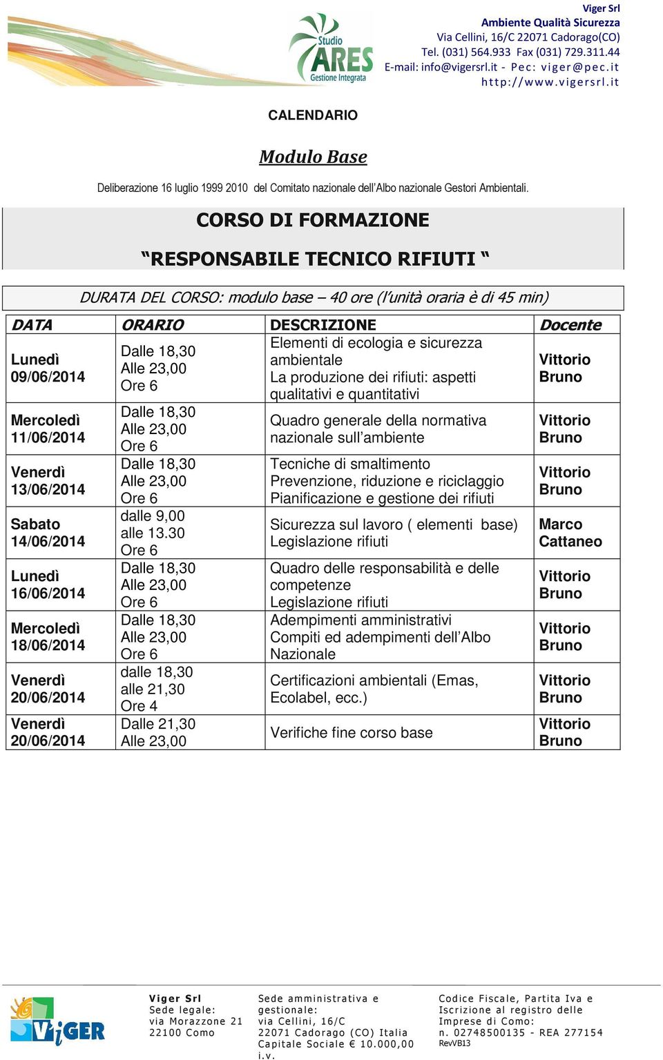 aspetti qualitativi e quantitativi 11/06/2014 Venerdì 13/06/2014 Sabato 14/06/2014 16/06/2014 18/06/2014 Venerdì 20/06/2014 Venerdì 20/06/2014 dalle 18,30 alle 21,30 Dalle 21,30 Quadro generale della