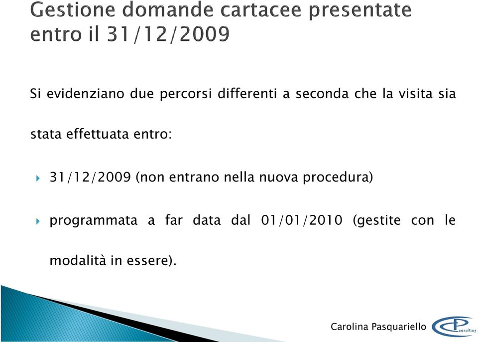 nella nuova procedura) programmata a far data dal