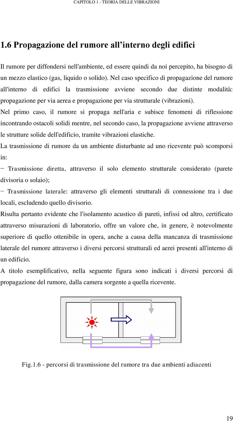 Nel caso specifico di propagazione del rumore all'interno di edifici la trasmissione avviene secondo due distinte modalità: propagazione per via aerea e propagazione per via strutturale (vibrazioni).