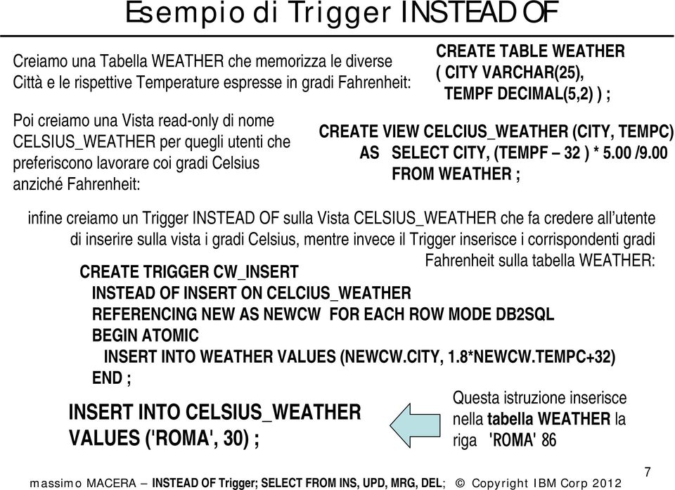 TEMPC) AS SELECT CITY, (TEMPF 32 ) * 5.00 /9.