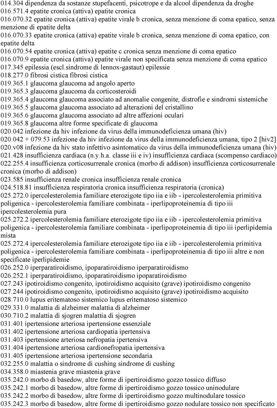 33 epatite cronica (attiva) epatite virale b cronica, senza menzione di coma epatico, con epatite delta 016.070.
