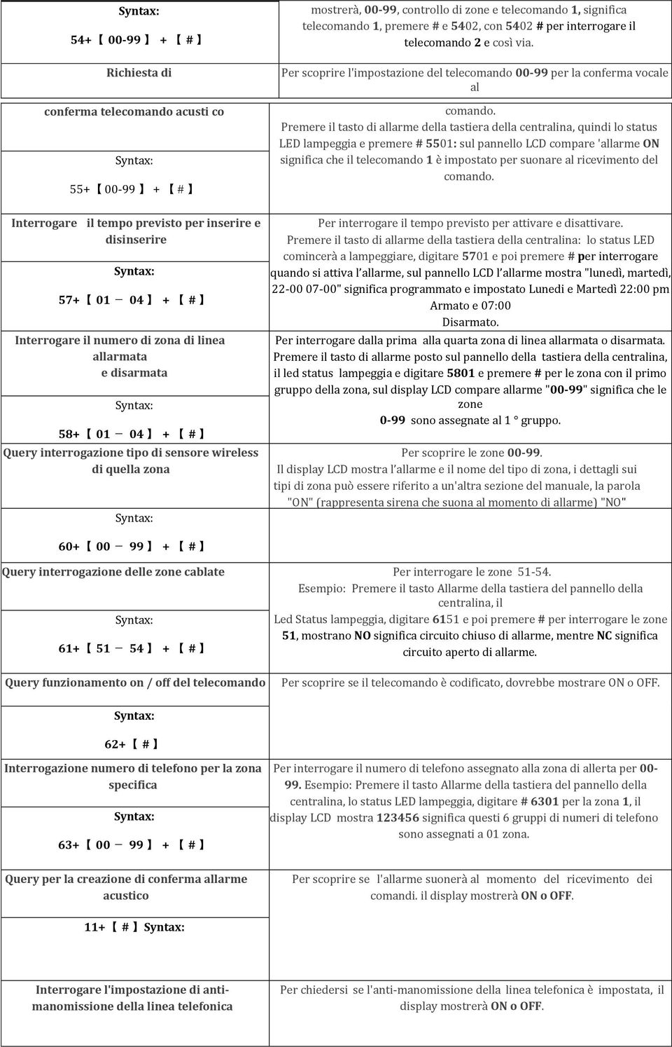 interrogare il telecomando 2 e così via. Per scoprire l'impostazione del telecomando 00-99 per la conferma vocale al comando.