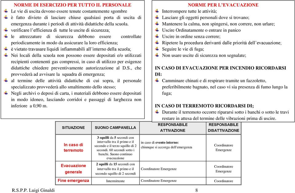 verificare l efficienza di tutte le uscite di sicurezza; le attrezzature di sicurezza debbono essere controllate periodicamente in modo da assicurare la loro efficienza; è vietato travasare liquidi