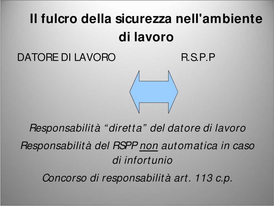 P Responsabilità diretta del datore di lavoro