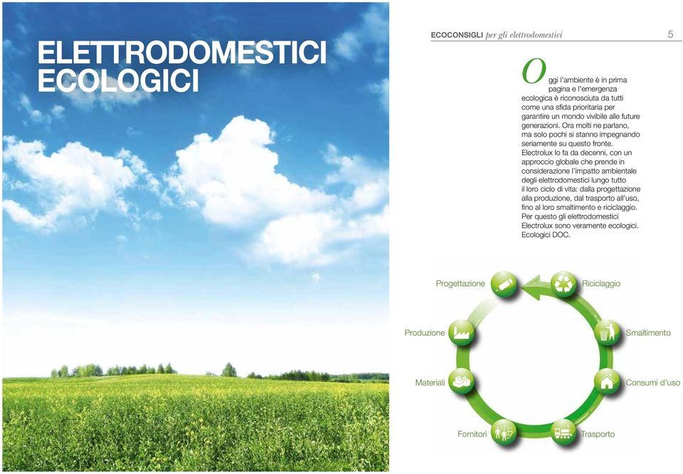 Electrolux lo fa da decenni, con un approccio globale che prende in considerazione l impatto ambientale degli elettrodomestici lungo tutto il loro ciclo di vita: dalla progettazione alla