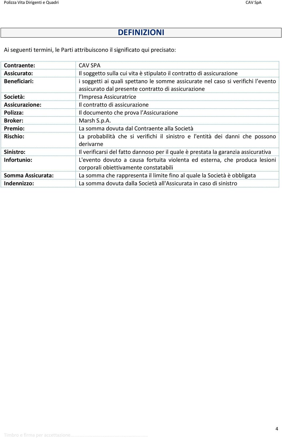 assicurato dal presente contratto di assicurazione l Impresa As