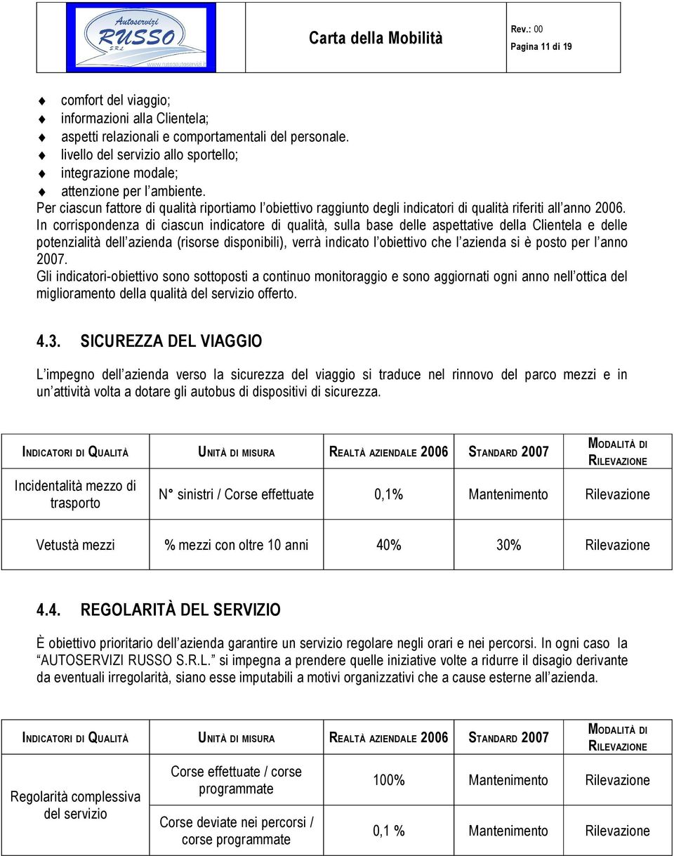 In corrispondenza di ciascun indicatore di qualità, sulla base delle aspettative della Clientela e delle potenzialità dell azienda (risorse disponibili), verrà indicato l obiettivo che l azienda si è